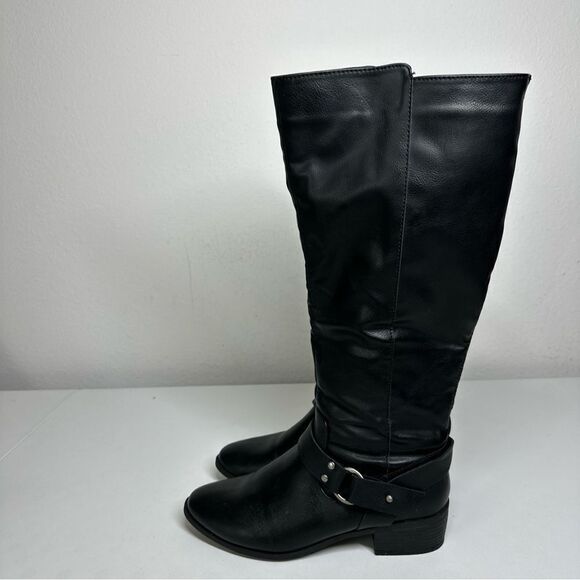 Madden Girl Women's Black G-Dstiny Boots Knee High Back Zip Back Buckle Sz 7,5 - Picture 3 of 12